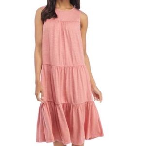 Coral Pink/Orange Tiered Midi Dress 👗🍊💕